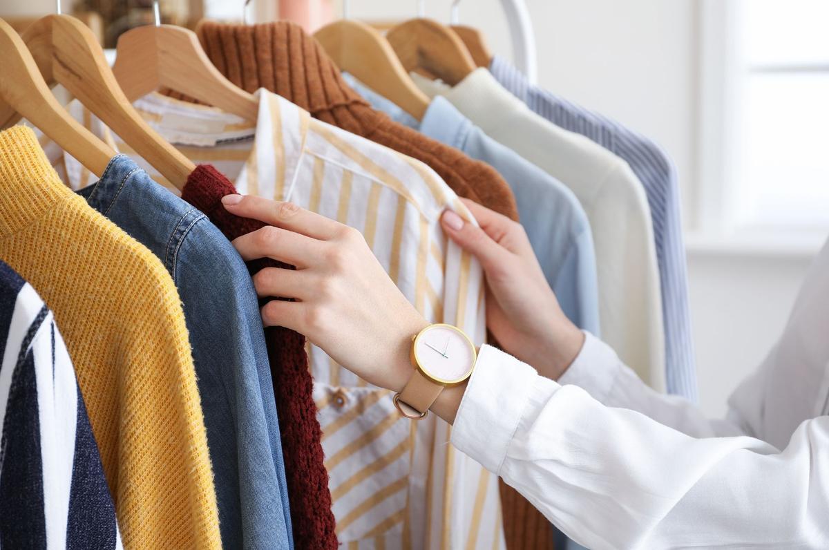 a rack of clothing 